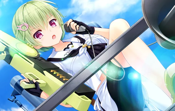 Picture girl, green hair, Summer Pockets