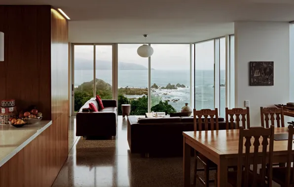 Picture interior, living room, dining room, Island Bay House