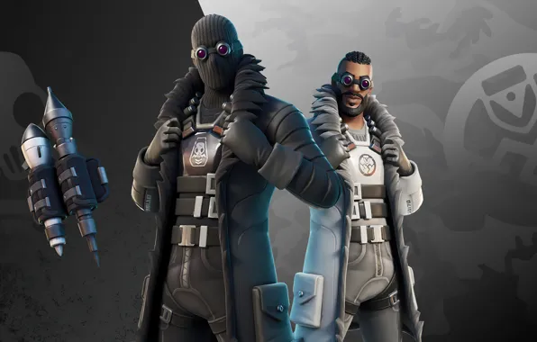 Picture weapons, mask, glasses, guys, two, Fortnite