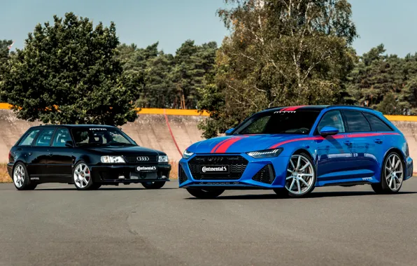 Picture Audi, Blue, Front, Black, Road, Before, Forest, Audi RS6, RS6 C8