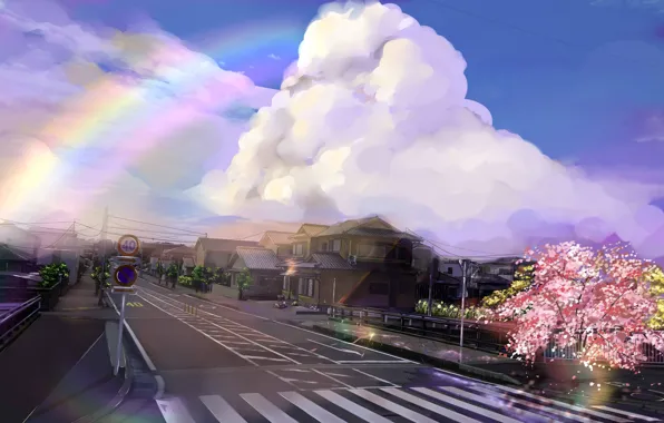 Picture road, street, rainbow