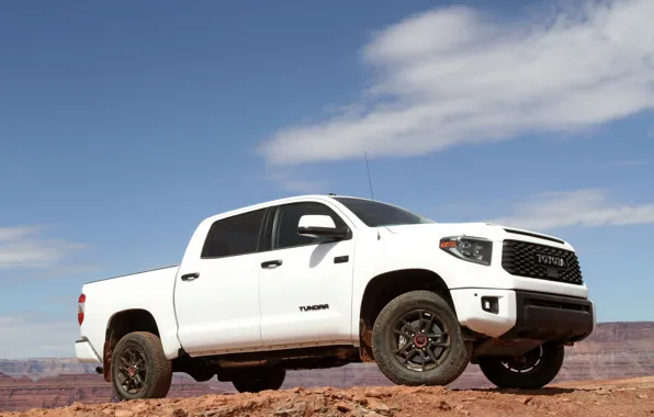 Picture white, Toyota, pickup, Tundra, 2019, near the canyon
