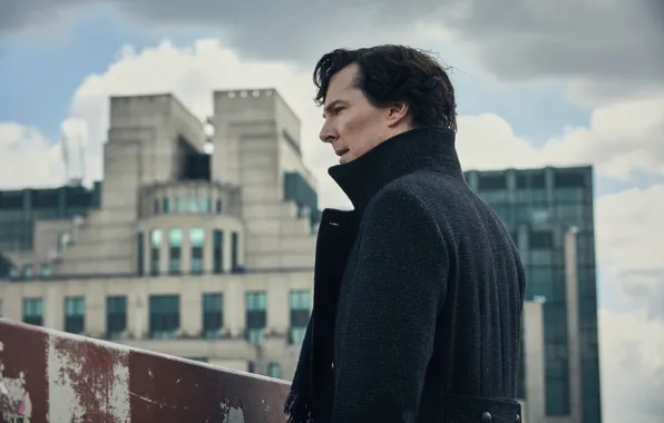 Picture the city, profile, detective, Sherlock Holmes, coat, Sherlock, Sherlock BBC, Sherlock Holmes, Sherlock (TV series)