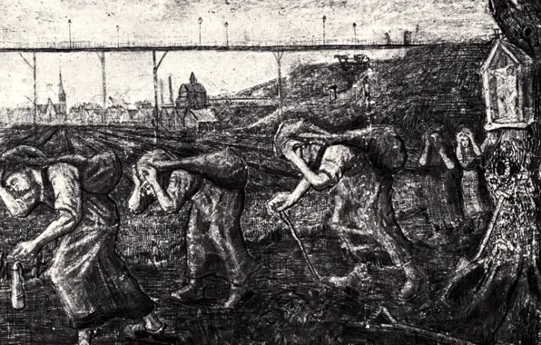 Picture Vincent van Gogh, The Bearers of the Burden, Miners Women, Carrying Sacks
