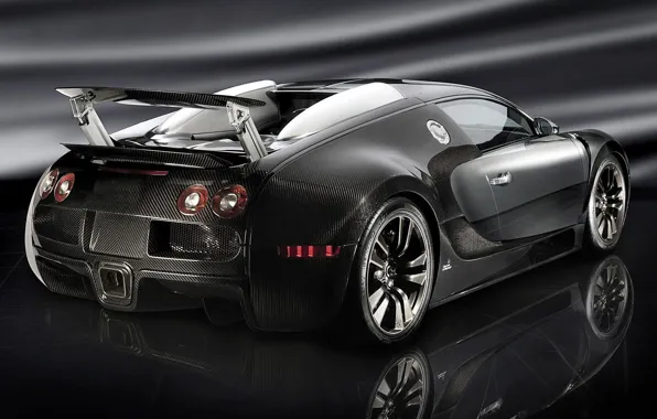 Picture tuning, coupe, Bugatti Veyron, black, hypercar, all-wheel drive, mid-engined, The world's only, Mansory Linea Vincero