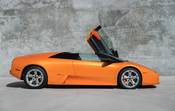Picture Orange, Supercar, Side view, Scissor doors, Lamborghini Murcielago Roadster
