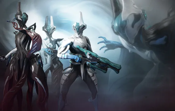 Picture the game, creatures, armor, warriors, Warframe