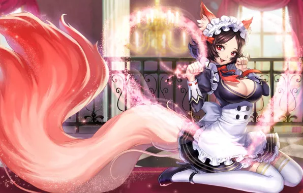 Picture the game, art, girl, tail, neko, the maid, King of Glory, The king of glory