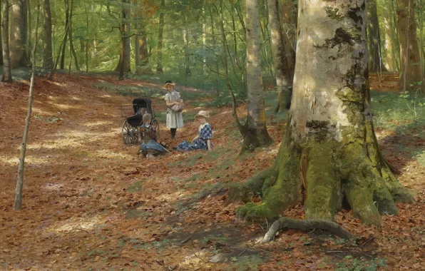Picture Danish painter, 1883, Peter Merk Of Menstad, Peder Mørk Mønsted, Forest glade, Danish realist painter, …