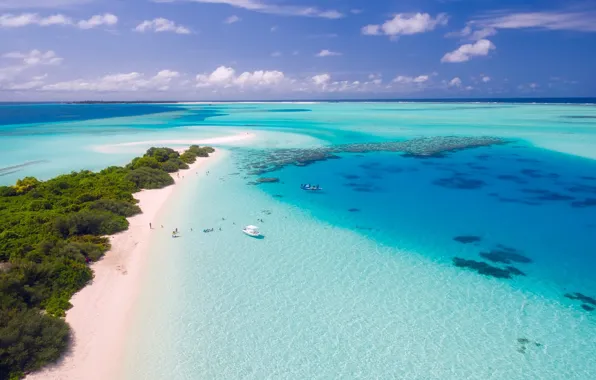 Picture beach, Islands, tropics, people, the ocean, stay, boats, The Maldives, Laguna, Cape
