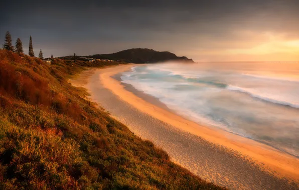 Picture ocean, sunrise, australia, boomerang beach