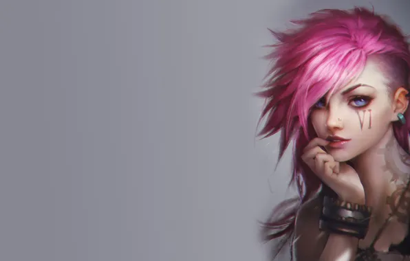Picture look, girl, grey background, League of Legends, League Of Legends