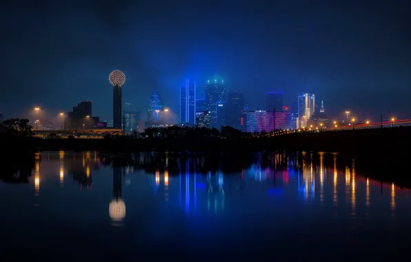 Picture night, the city, panorama, Dallas, Texas, city lights