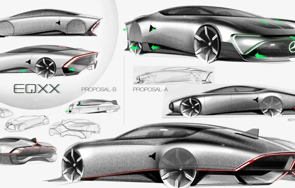 Picture coupe, Mercedes-Benz, options, 2022, наброски, Vision EQXX Concept