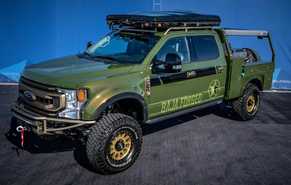 Picture Ford, Green, F-250, Ford F-250, 2019, SEMA 2019, Baja Forged, LGE-CTS Motorsports