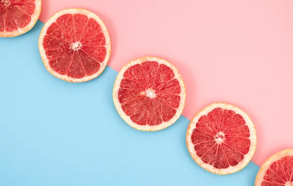 Picture background, pink, blue, citrus, fruit, grapefruit