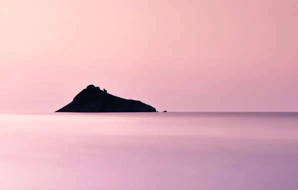Picture sea, rock, island, horizon, silhouette