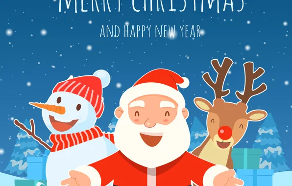 Picture Smile, Christmas, Deer, New year, Santa Claus, Merry Christmas, Snowman, Merry christmas and Happy new …