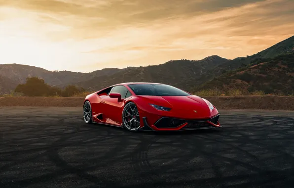 Picture mountains, red, Lamborghini Huracan