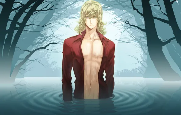 Picture water, lake, anime, art, guy, blonde, tiger and bunny, Barnaby