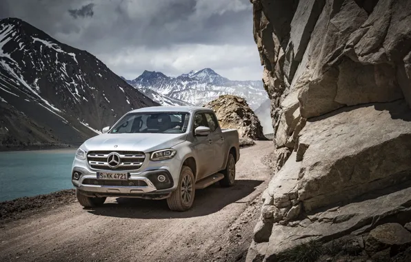 Picture road, mountains, Mercedes-Benz, dust, pickup, 2017, X-Class