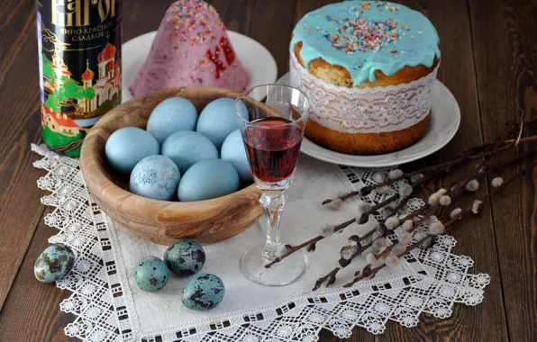 Picture eggs, Easter, still life, cake, Verba, eggs