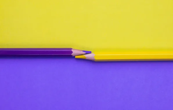Picture purple, yellow, background, lilac, color, texture, pencils, contrast, pair, two, division, composition, colored pencils, half, …