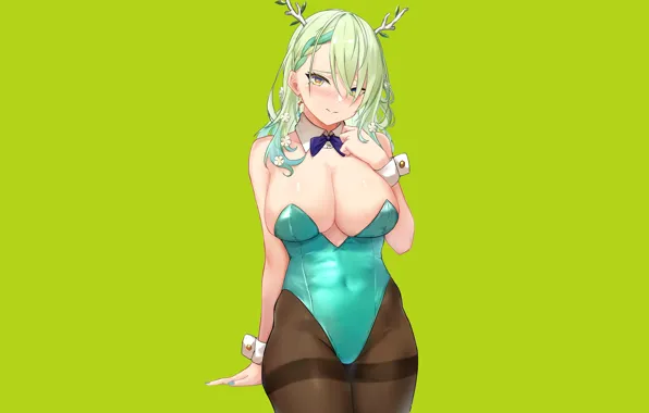 Picture girl, boobs, anime, pretty, blonde, babe, dragon girl, clevage, bunny suit, bunny costume, kobayashi, sexy …