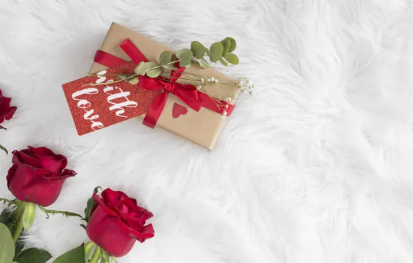 Picture gift, Love, roses, bouquet, red, heart, Gift
