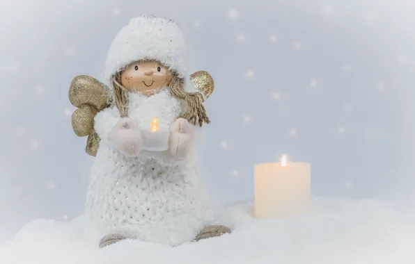 Picture snow, holiday, toy, candle, Christmas, New year, figure, angel