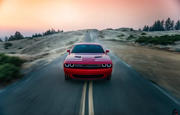 Picture Red, Auto, Road, Machine, Dodge, Challenger, Dodge Challenger, Concept Art, The front, Transport & Vehicles, …