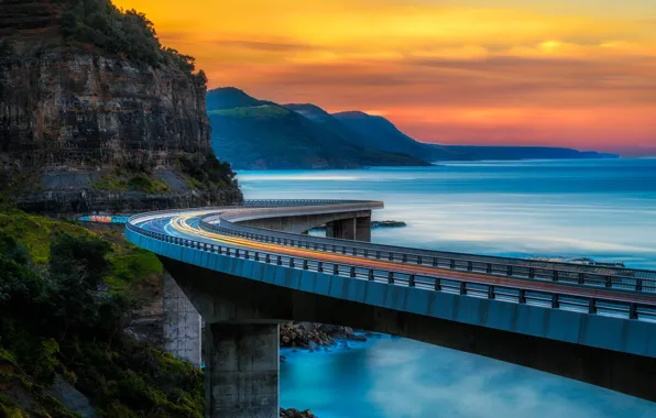 Picture mountains, bridge, the ocean, Australia, Sea Cliff Bridge