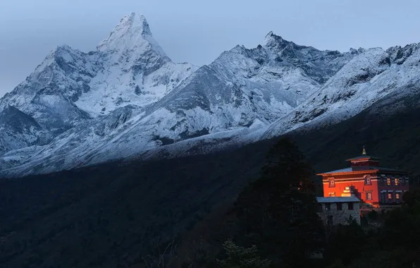 Picture mountains, The Himalayas, Nepal, Tengboche monastery