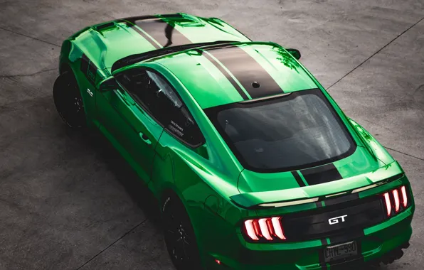 Picture machine, green, sports car, ford, 1080p, ford mustang gt, fhd, hdtv, top view Wallpaper full …