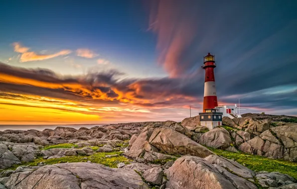 Picture coast, lighthouse, Norway