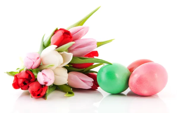 Picture eggs, spring, Easter, tulips, colorful, easter