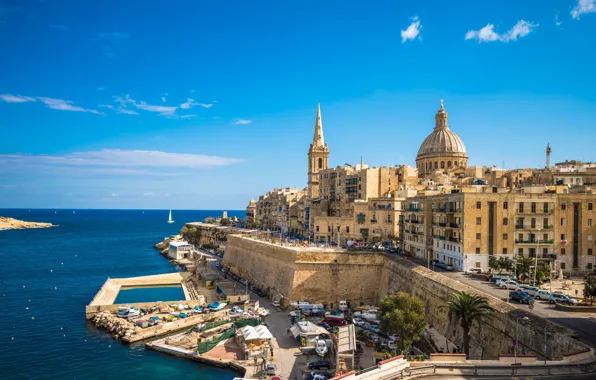 Picture sea, heat, building, home, promenade, Malta, Malta, Valletta, Valletta, View of Valletta, the capital of …