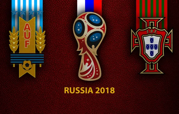 Picture wallpaper, sport, logo, football, FIFA World Cup, Russia 2018, Uruguay vs Portugal