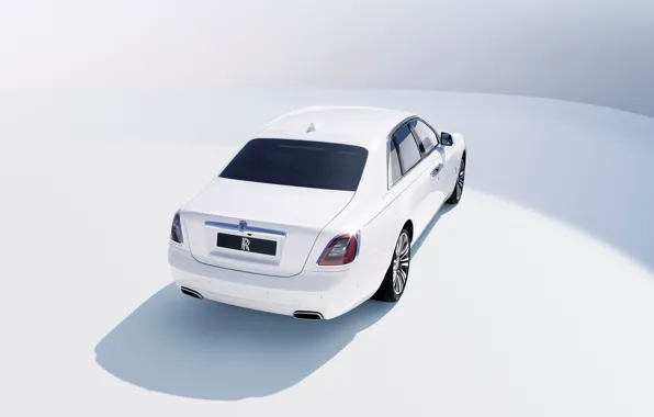 Picture White, Rolls Royce, Ghost, V12, Back, 2020, 571 HP, Светлый фон, Система Planar, 6.75-литровый бензиновый …
