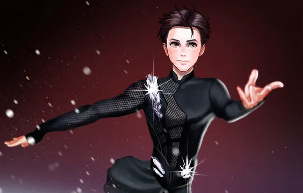Picture anime, Snow, art, guy, Yuri on Ice, Yuri on the ice, Yuri Katsuki