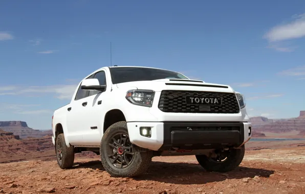 Picture white, the sky, Toyota, pickup, Tundra, 2019