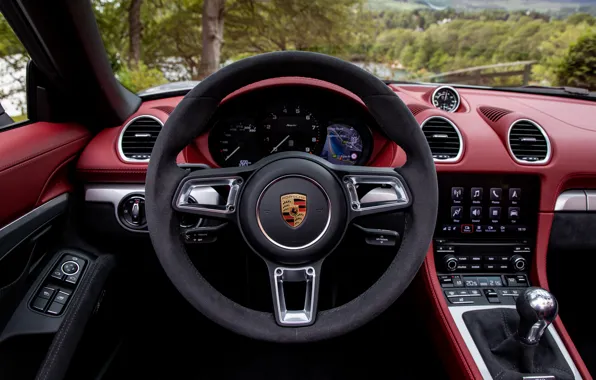 Picture Porsche, Salon, Speedometer, The wheel, Spyder, Porsche 718, 2019, Porsche 718 ( 982 ) Spyder