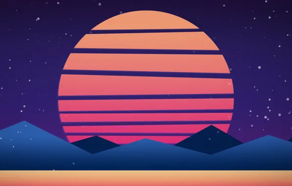 Picture The sun, Mountains, Music, Style, Background, Neon, 80's, Synth, Retrowave, Synthwave, New Retro Wave, Futuresynth, …