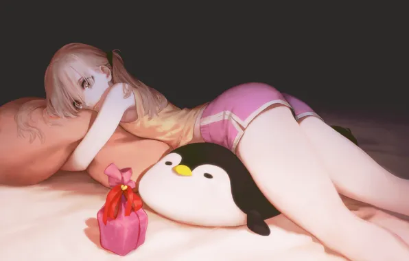 Picture Girl, Toy, pillow, Penguin