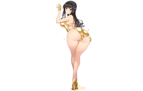 Picture girl, golden, sexy, gold, ass, anime, butt, babe, backside, camel toe, golden bkini