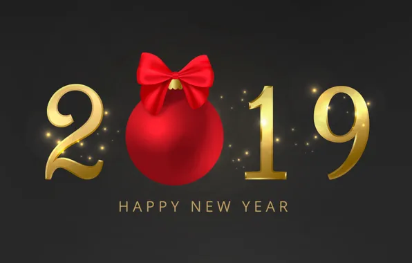 Picture gold, New Year, figures, golden, black background, black, background, New Year, Happy, sparkle, glitter, 2019