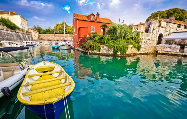 Picture sea, the city, pier, Doc, Adriatica, Croatia, Jadran, Zadar, Historical Foça bay in Zadar