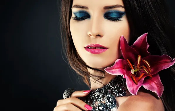 Picture girl, face, Lily, makeup, decoration