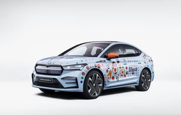 Picture White background, Blue, Skoda, Electric, 2022, Electric car, Electric car, Skoda Enyaq Coupe RS iV