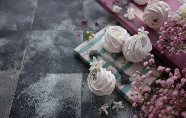 Picture flowers, dessert, marshmallows, Egrigorovich